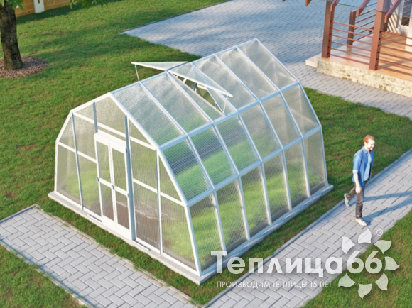 Теплица Рада Каспий из поликарбоната, 4х4 метра, белая